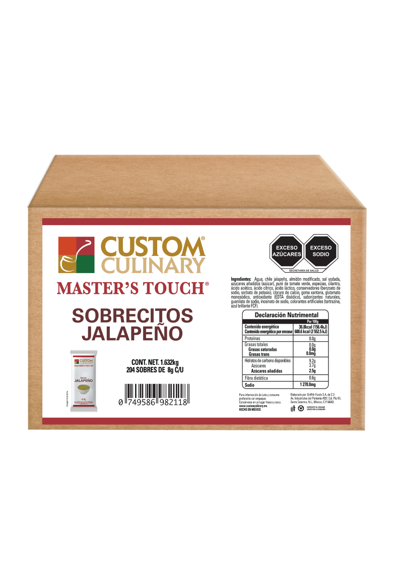 CUSTOM Salsa Jalapeño porcionado 204 sobres
